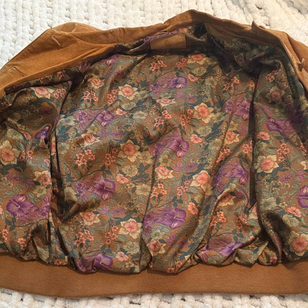 Vintage 80s 90s Hunt Club Tan Brown Suede Leather Women's Bomber Jacket Size M - Picture 7 of 12